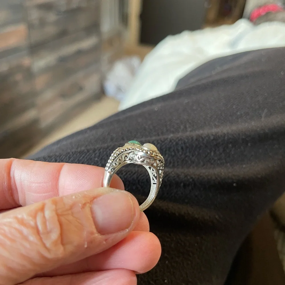 Turquoise and opal ring - Picture 4 of 6